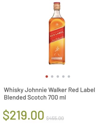 Whisky Red Label 700ml o Vodka Absolut 750ml por $186 | Soriana