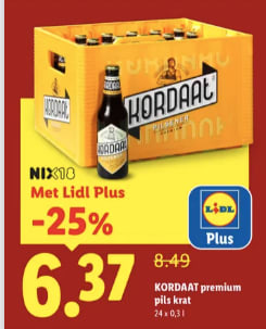 Krat Kordaat (24 x 0,3 L) voor €6,37 bij Lidl