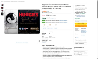 Huggies Black Label Etapa 4 36U por $224 | Amazon