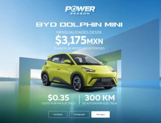 BYD Dolphin Mini por $3,175 MXN Mensuales en BYD