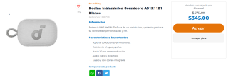 Bocina Inálambrica Soundcore A31X1121 por $345 | Chedraui