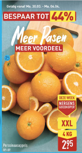 4 Kilo Perssinaasappels voor €2,95 bij de Aldi