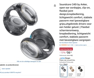 soundcore C40i by Anker oordopjes voor €36,12 bij Amazon