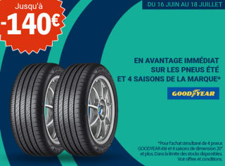 140€ de remise grâce à l'offre Goodyear