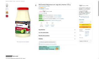 Mayonesa McCormick 725g por $74 | Oferta Amazon
