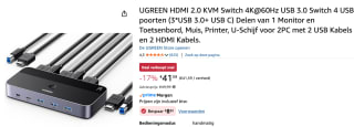 UGREEN HDMI 2.0 KVM Switch 4K 60Hz USB 3.0 Switch 4 USB poorten voor €33,27