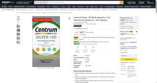 Centrum Silver +50 Multivitaminico Vit B y Vit C 100 Tabs por $316 | Descuento Amazon