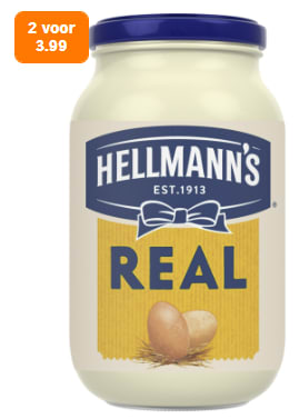 2 potten Hellmann's Real mayonaise voor €3,99 bij de AH