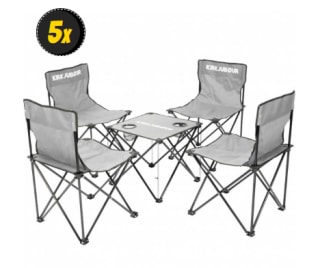 Lot de 5 Chaises de camping avec table - Gris à 25,43€