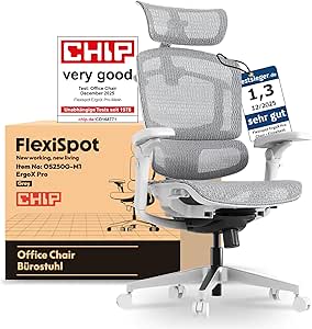 FLEXISPOT ErgoX Pro Silla Oficina Ergonómica, Ajuste Altura 12 Niveles por 338.99€