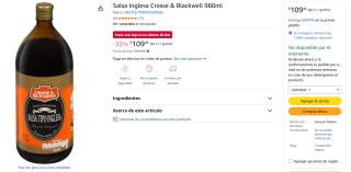 Salsa Inglesa Crosse & Blackwell 980ml por $109 | Amazon