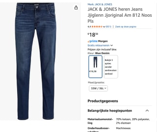 Jack & Jones Slim fit jeans voor €18,38 bij Amazon