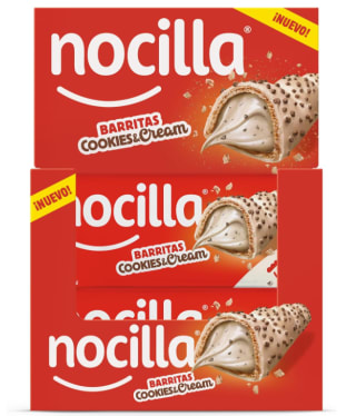 3 Packs de 6 unidades de Barrita de galleta rellena Cookies & Cream Nocilla a 4.82€