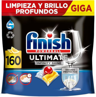 160 pastillas Finish Powerball Ultimate Infinity Shine lavavajillas por 21,55€