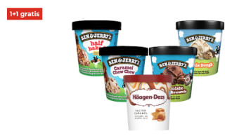 1+1 gratis op Ben & Jerry's of Häagen-Dazs bij Hoogvliet