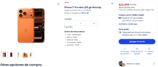 iPhone 17 Pro Max 256GB por $24,999 | Coppel