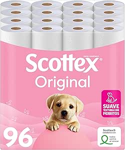 96 rollos Scottex Original Papel higiénico de 2 capas por 17.32€