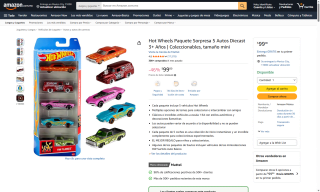 Hot Wheels Paquete Sorpresa 5 Autos por $99 | Oferta Amazon