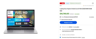 Acer Aspire 3 i5-1334U 32GB 512GB por $10,790 | Walmart