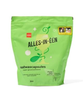 1+1 gratis op alles-in-één vaatwascapsules 14ml 24 stuks bij Hema