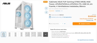 ASUS TUF Gaming GT302 ARGB por $1,629 en CyberPuerta