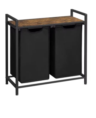 VASAGLE Cesta Ropa Sucia 2 Compartimentos 2x46L Marrón Rústico por 26.95€