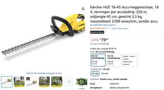 Karcher HGE 18-45 Elektrische heggenschaar voor €79,99 bij Amazon
