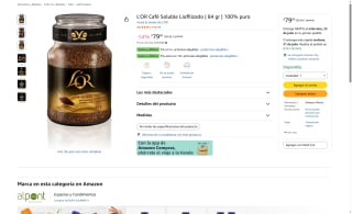 Café L'OR Soluble Liofilizado 84g por $79 | Oferta Amazon