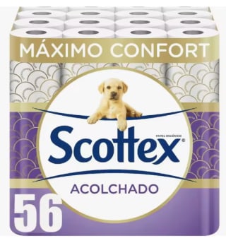 56 rollos Papel higiénico Scottex acolchado de 3 capas por 16.02€