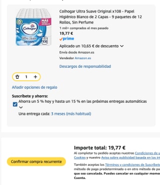Colhogar Ultra Suave Original Papel Higiénico 108 Rollos por 19,77€