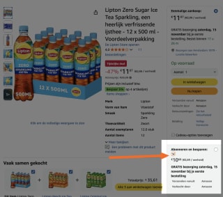 12x500ml flesjes Lipton Zero Sugar Ice Tea voor 10,68 euro
