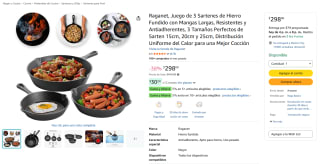 Raganet, Juego de 3 Sartenes de Hierro Fundido por $298 en Amazon