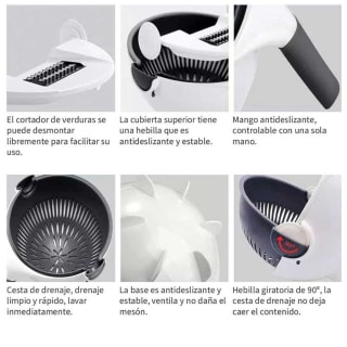 Bowl Cortador Rallador d/Verduras Multifuncional 9 en 1 Simplit Blanco $9.990 abc, cl