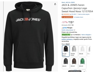Jack & Jones heren hoodie voor €15,04 bij Amazon