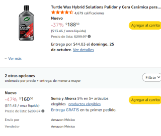 Turtle Wax Hybrid Solutions Pulidor y Cera por $160 en Amazon