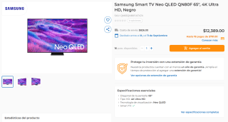 Samsung Neo QLED QN80F 65" 4K por $12,389 en CyberPuerta
