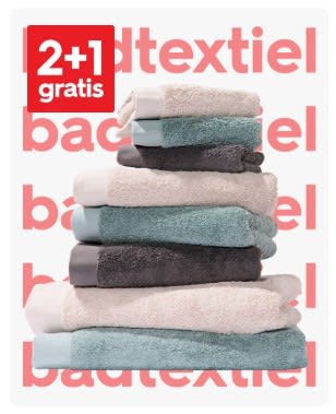 2+1 gratis op badtextiel bij HEMA