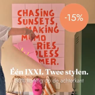 15% korting op alles en 50% korting op de achterzijde bij IXXI