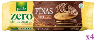 4 x GULLÓN Zero Galletas finas chocolate con leche, sin azúcares añadido 150g a 5.83€
