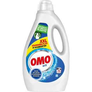 Omo Vloeibaar Wasmiddel Wit of kleur XXL 75 wasbeurten 3.75 L voor €8,99 bij Dirk