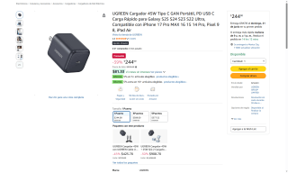 Cargador Ugreen 45W por $244 | Oferta Amazon