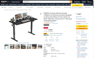 FURRIFIC Escritorio Elevable 140x60cm con Memoria por $1,799 | Amazon