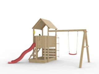 Speeltoestel Jungle Tower incl. glijbaan voor €299 bij Houtenspeelhuizen