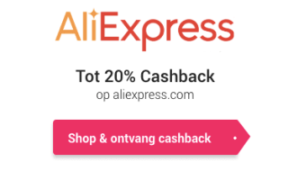 20% Cashback op aliexpress