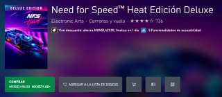 Need for Speed Heat Edición Deluxe por $75 en Xbox