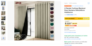 Cortina Blackout 214x160cm por $118 en Mercado Libre