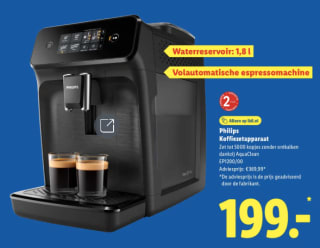 Philips 1200 Series Fully Automatic Espresso Machine voor €199 bij de Lidl