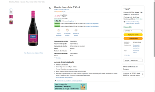 Vino Riunite Lancellotta 750 ml por $103 | Oferta Amazon