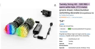 Twinkly String HD (500 RGBW, 27,5 m) voor €54,46 bij Amazon