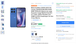 Motorola Moto G100S 256GB por $3,358 en Mercado Libre